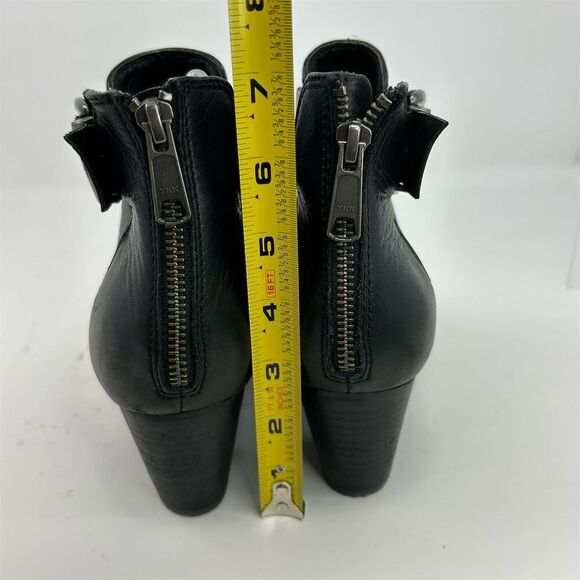 Vionic Rory Women's Black Leather Ankle Boots Size 9.5 Back Zipper Buckle Detail - Picture 9 of 12